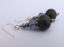 Load image into Gallery viewer, Dark Grey Kathryn Design Bead Earrings on Sterling Silver Hooks