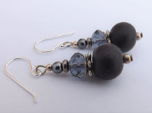 Load image into Gallery viewer, Dark Grey Kathryn Design Bead Earrings on Sterling Silver Hooks
