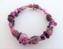 Load image into Gallery viewer, Dark Purple Beads Memory Wire Bracelet