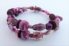 Load image into Gallery viewer, Dark Purple Beads Memory Wire Bracelet