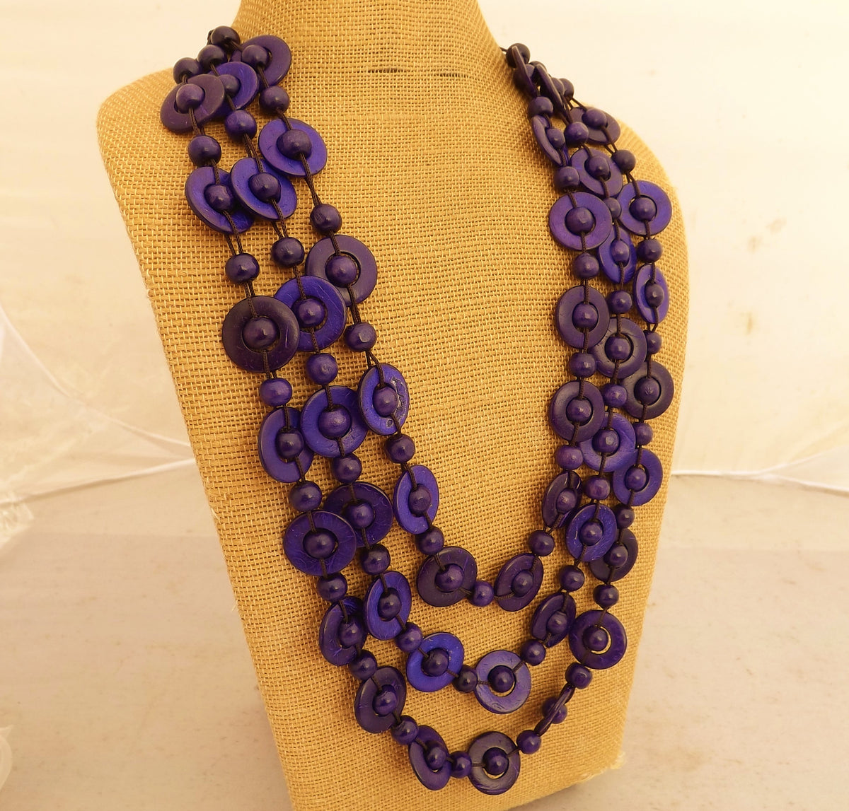 Purple wooden necklace on sale paparazzi