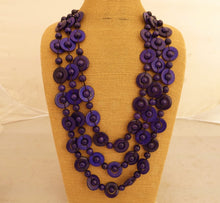 Load image into Gallery viewer, Purple Coloured Chunky Wooden Bead Necklace