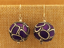 Load image into Gallery viewer, Dark Purple Layered Chunky Kathryn Design Bead Earrings on Sterling Silver Hooks