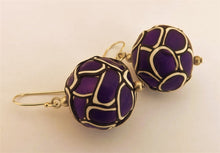 Load image into Gallery viewer, Dark Purple Layered Chunky Kathryn Design Bead Earrings on Sterling Silver Hooks