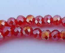 Load image into Gallery viewer, 1 Strand Red AB Lustre 4mm Crystal Cut Glass Rondelle Beads - rab