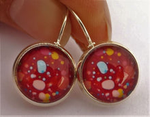Load image into Gallery viewer, Dark Red Pattern - Dome Earrings on Lever Back Hooks