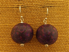 Load image into Gallery viewer, Dark Warm Purple & Black Kathryn Design Bead Earrings on Sterling Silver Hooks