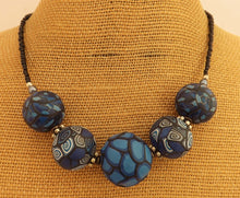 Load image into Gallery viewer, Denim Blue & Black Kathryn Design 5 Bead Chunky Necklace