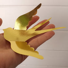 Load image into Gallery viewer, Dove/Swallow Bird 3D Gold Metallic Effect Wall Decals