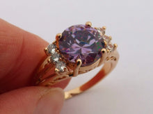 Load image into Gallery viewer, Faux Diamonds, Purple & Gold Tone Costume Ring (size 10)