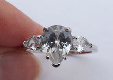 Load image into Gallery viewer, Faux Diamonds & Silver Tone Costume Ring (size 10)