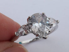Load image into Gallery viewer, Faux Diamonds & Silver Tone Costume Ring (size 10)