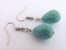 Load image into Gallery viewer, Faux Turquoise Bead Drop Earrings