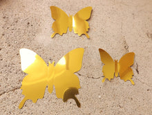 Load image into Gallery viewer, 12x Reflective Gold Metallic Mirror Effect Silver 3D Butterfly Wall Decals