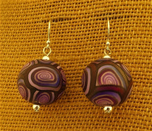 Load image into Gallery viewer, Gradiated Purple Korus Chunky Kathryn Design Bead Earrings Sterling Silver Hooks