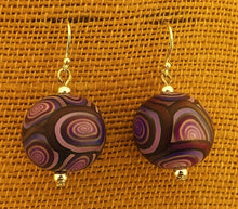 Load image into Gallery viewer, Gradiated Purple Korus Chunky Kathryn Design Bead Earrings Sterling Silver Hooks