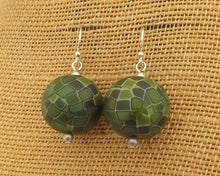 Load image into Gallery viewer, Green Chunky Kathryn Design Bead Earrings on Sterling Silver Hooks