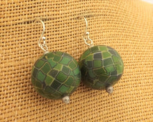 Load image into Gallery viewer, Green Chunky Kathryn Design Bead Earrings on Sterling Silver Hooks