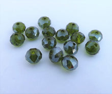 Load image into Gallery viewer, 6x8mm Green Lustre Crystal Cut Rondelle Beads