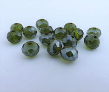 Load image into Gallery viewer, 6x8mm Green Lustre Crystal Cut Rondelle Beads