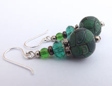 Load image into Gallery viewer, Green Mix Kathryn Design Bead Earrings on Sterling Silver Hooks