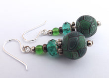 Load image into Gallery viewer, Green Mix Kathryn Design Bead Earrings on Sterling Silver Hooks