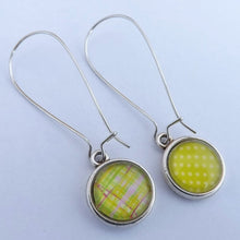 Load image into Gallery viewer, Green Double Sided Dome Earrings on Long Kidney Hooks
