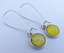 Load image into Gallery viewer, Green Double Sided Dome Earrings on Long Kidney Hooks