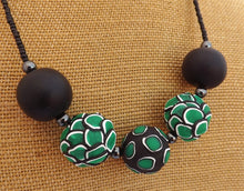Load image into Gallery viewer, Green & Black Chunky Kathryn Design 5 Bead Necklace