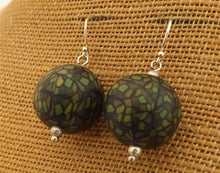 Load image into Gallery viewer, Green & Black Handmade Kathryn Design Bead Earrings on Sterling Silver hooks