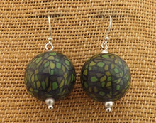Load image into Gallery viewer, Green & Black Handmade Kathryn Design Bead Earrings on Sterling Silver hooks
