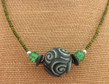 Load image into Gallery viewer, Green, Black & White Chunky Kathryn Design Single Feature Bead Necklace