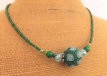 Load image into Gallery viewer, Green & Blue Korus Kathryn Design Handmade bead necklace