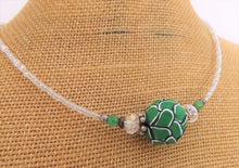 Load image into Gallery viewer, Green & White Layered Kathryn Design Handmade bead necklace
