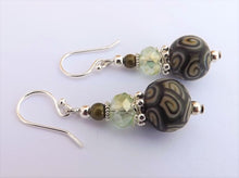 Load image into Gallery viewer, Green & Yellow Korus Kathryn Design Bead Earrings on Sterling Silver Hooks