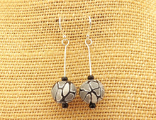 Load image into Gallery viewer, Grey & Black Kathryn Design bead earrings on Sterling Silver Hooks