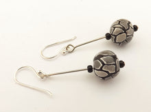 Load image into Gallery viewer, Grey & Black Kathryn Design bead earrings on Sterling Silver Hooks