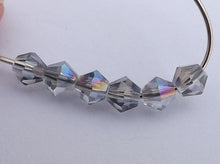 Load image into Gallery viewer, 40pcs Grey with Blue AB Lustre Glass Bicone 4mm Beads