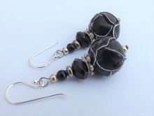 Load image into Gallery viewer, Handmade Black Layered Kathryn Design bead earring on Sterling Silver Hooks
