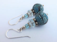 Load image into Gallery viewer, Handmade Blue Kathryn Design Bead Earrings on Sterling Silver Hooks