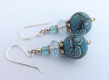 Load image into Gallery viewer, Handmade Blue Kathryn Design Bead Earrings on Sterling Silver Hooks