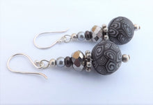 Load image into Gallery viewer, Handmade Gray and White Kathryn Design Earrings on Sterling Silver Hooks