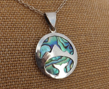 Load image into Gallery viewer, Handmade Paua & Sterling Silver Mountains and Whale Pendant Necklace