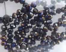 Load image into Gallery viewer, 1 strand 4mm Hematite Grey Warm Metallic Lustre Crystal Cut Glass Rondelle Beads