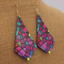 Load image into Gallery viewer, Hot Pink, Purple & Black Acrylic Earrings