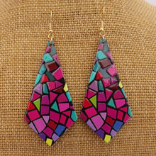 Load image into Gallery viewer, Hot Pink, Purple & Black Acrylic Earrings
