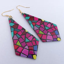 Load image into Gallery viewer, Hot Pink, Purple & Black Acrylic Earrings