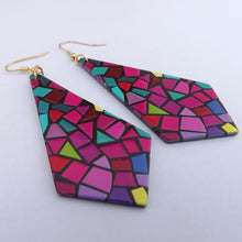 Load image into Gallery viewer, Hot Pink, Purple & Black Acrylic Earrings