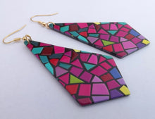 Load image into Gallery viewer, Hot Pink, Purple & Black Acrylic Earrings