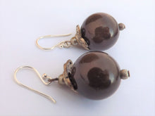 Load image into Gallery viewer, Large Brown Miracle Bead Earrings